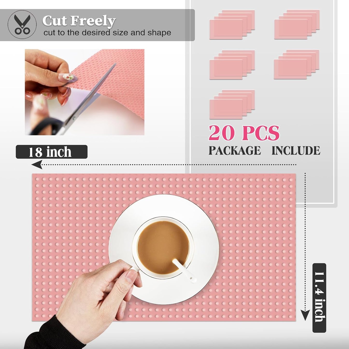 20Pcs Refrigerator Liners, Washable Fridge Liner Shelf Mats Refrigerator Pads for Cupboard Cabinet