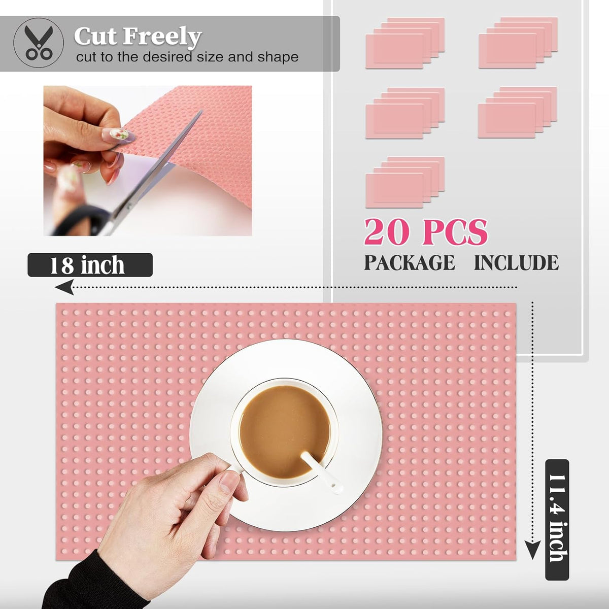 20Pcs Refrigerator Liners, Washable Fridge Liner Shelf Mats Refrigerator Pads for Cupboard Cabinet