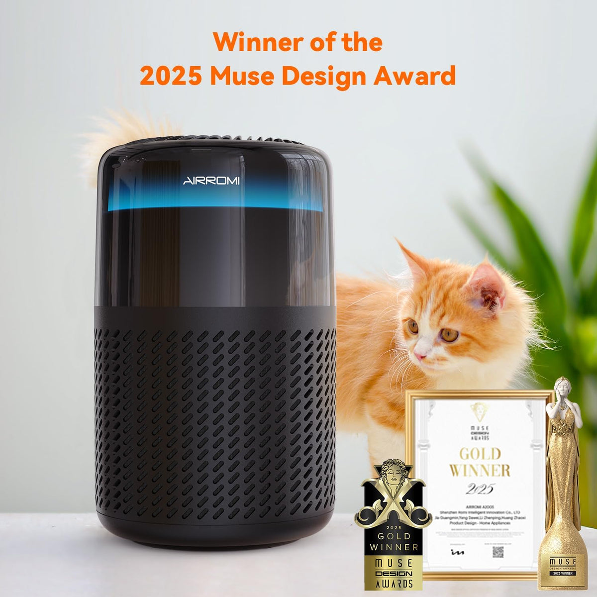AIRROMI Air Purifier for Bedroom Home,HEPA Filter,Covers Upto 549 Ft²,Quiet 360°intake Air Cleaner