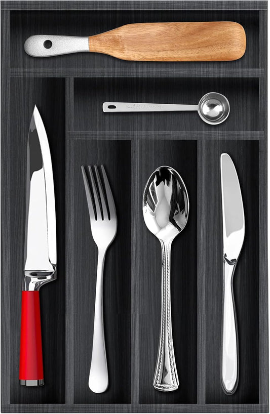 Kitchen Wood Utensil Tray Silverware Drawer Organizer Wooden Cutlery Trays Flatware Organizers