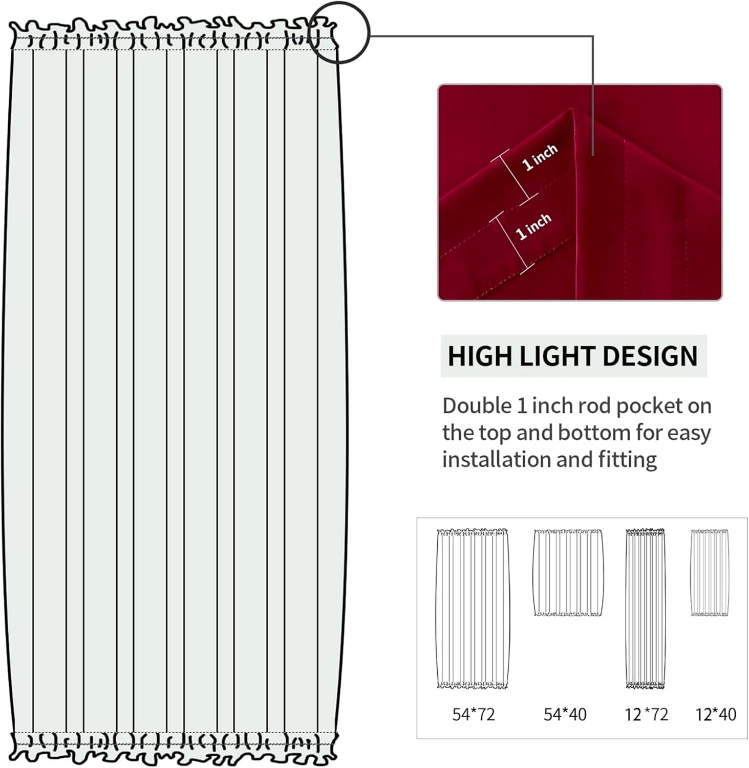 DWCN French Door Curtains – Rod Pocket Thermal Blackout Curtain for Doors with Glass Window