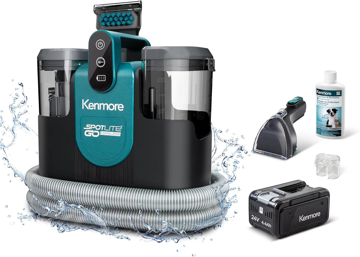 Kenmore KW1090 SpotLite Go 24V Cordless Brushless Portable Carpet Spot Cleaner, 16Kpa Power