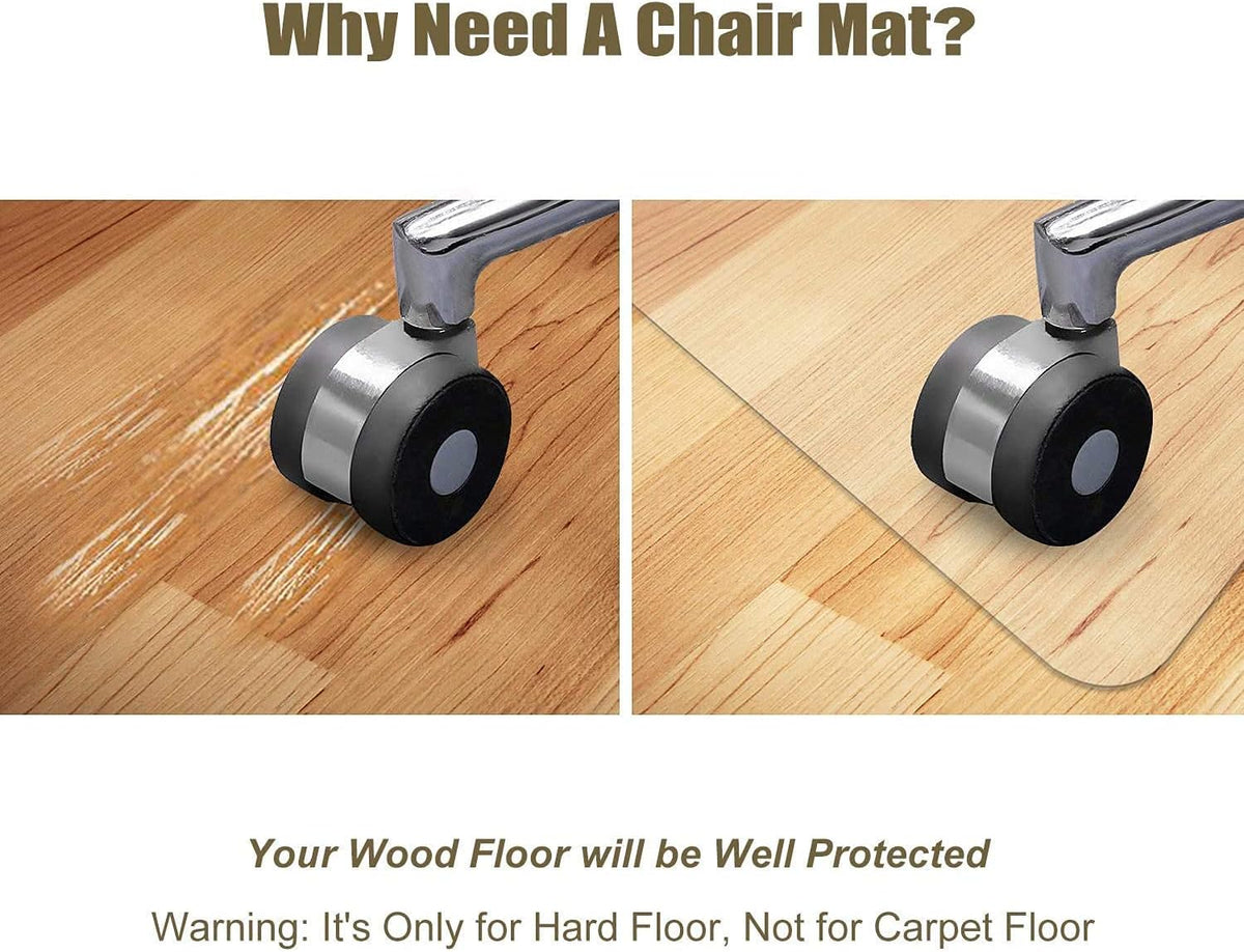 Kuyal Chair Mat, Rolling Chair Mat for Hardwood Floor, 45" X 53" Transparent PVC Home Office Floor