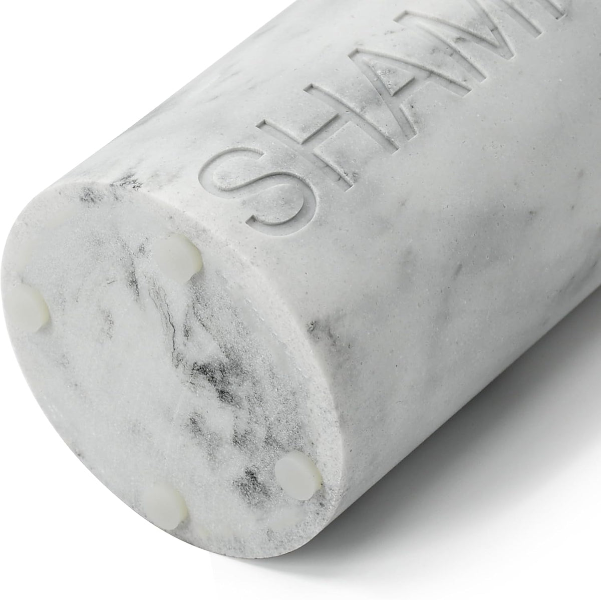 Matte White Shampoo Dispenser Modern Refillable Pump Bottle with Embossed Text, Durable Resin