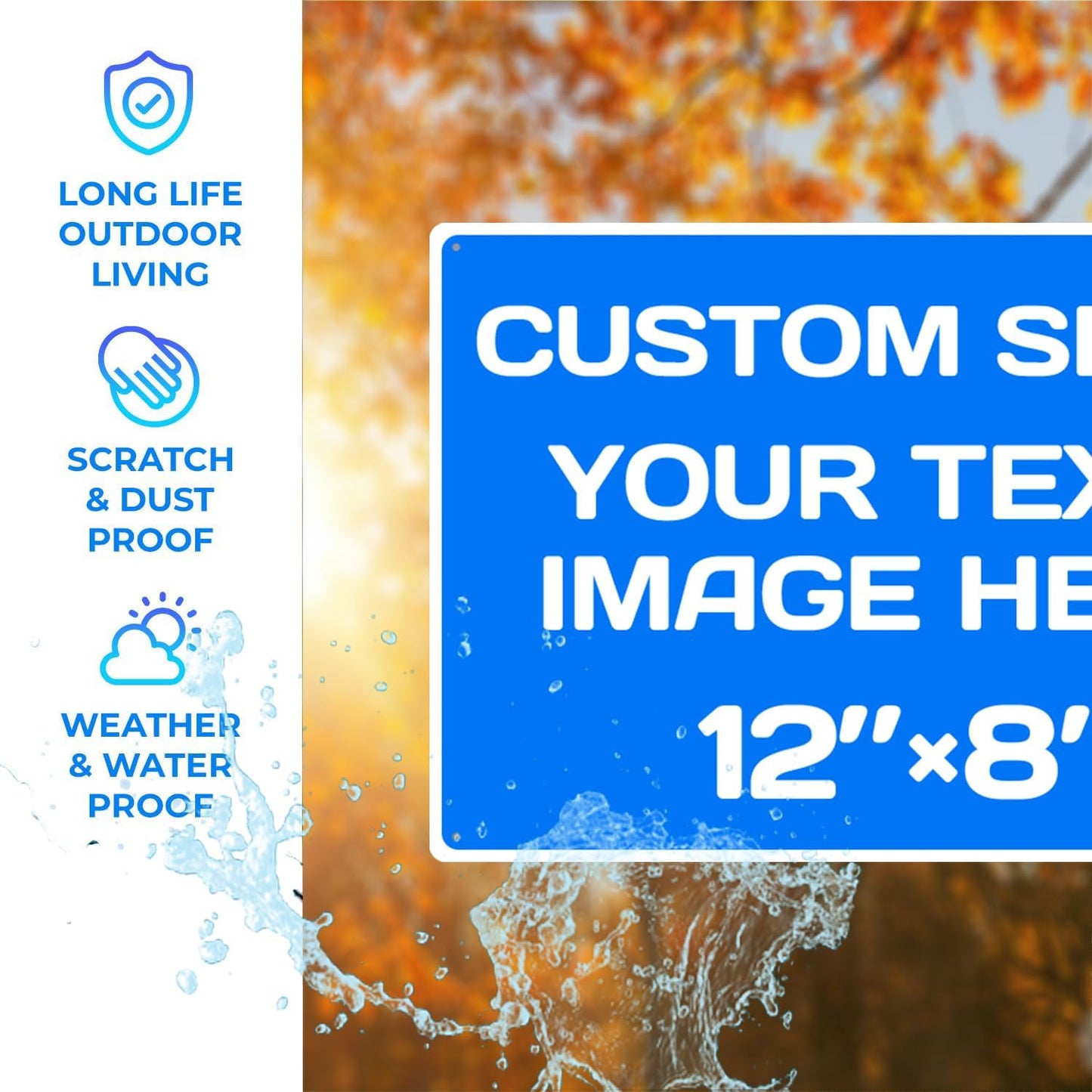 Custom Metal Signs - Aluminum, Weatherproof, Multiple Sizes, Custom Text & Picture, Hazard, Garden