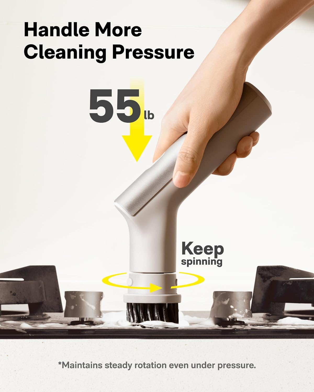 HOTO Handheld Short-Handle Electric Spin Scrubber, IPX7 Waterproof Cordless Scrubber Brush