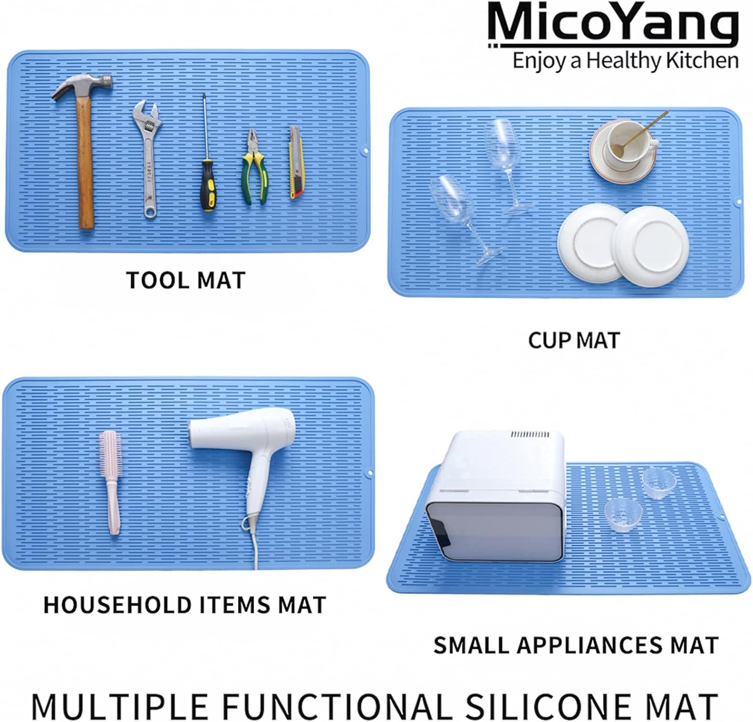 Silicone Dish Drying Mat for Multiple Usage,Easy clean,Eco-friendly,Heat-resistant Silicone Mat for
