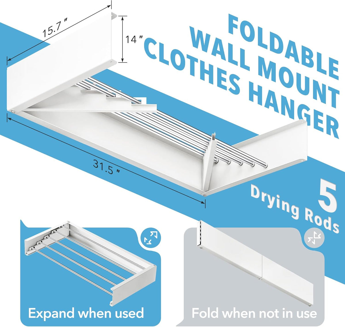 Drying Rack Clothing,Clothes Drying Rack Wall Mounted,Collapsible Hanging Racks for Laundry,Laundry