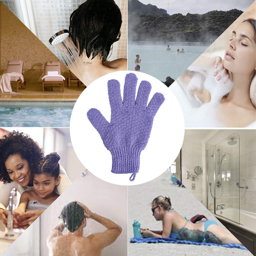 Bath Exfoliating Gloves Scrub - 4 pcs(2 pairs) Lengthened and Large Exfoliating Scrubbing Gloves