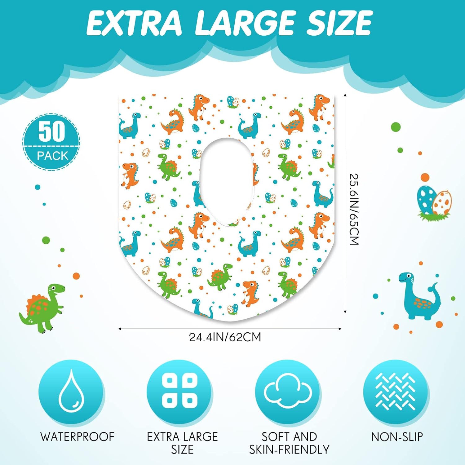 50 Packs Disposable Toilet Seat Covers Extra Large Individually Wrapped for Kids and Adults