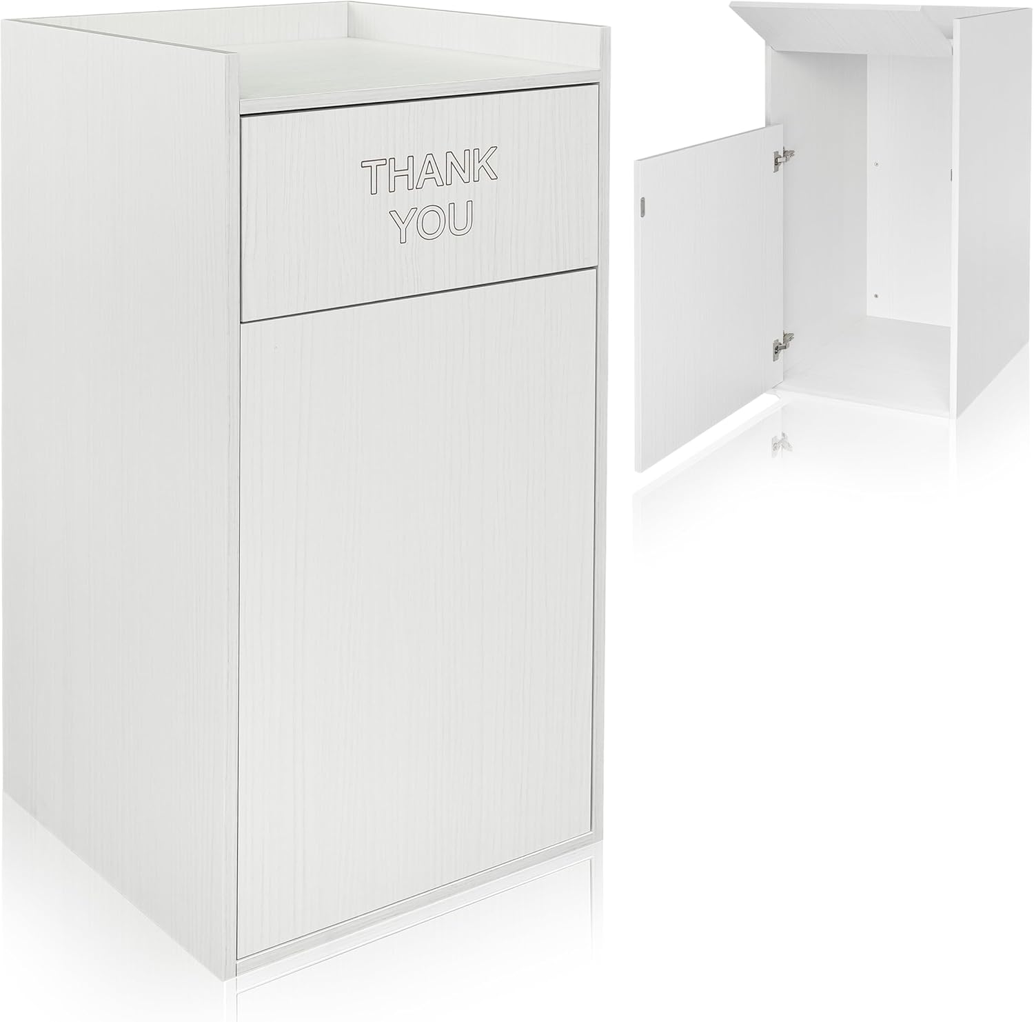 Alpine Restaurant Trash Can Cabinet with Tray Holder - Commercial 40 Gallon Garbage Receptacle