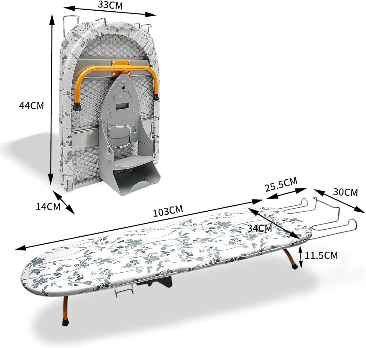Tabletop Ironing Board Folding with Iron Holder and Iron Rest, Portable Space Saving Small Metal