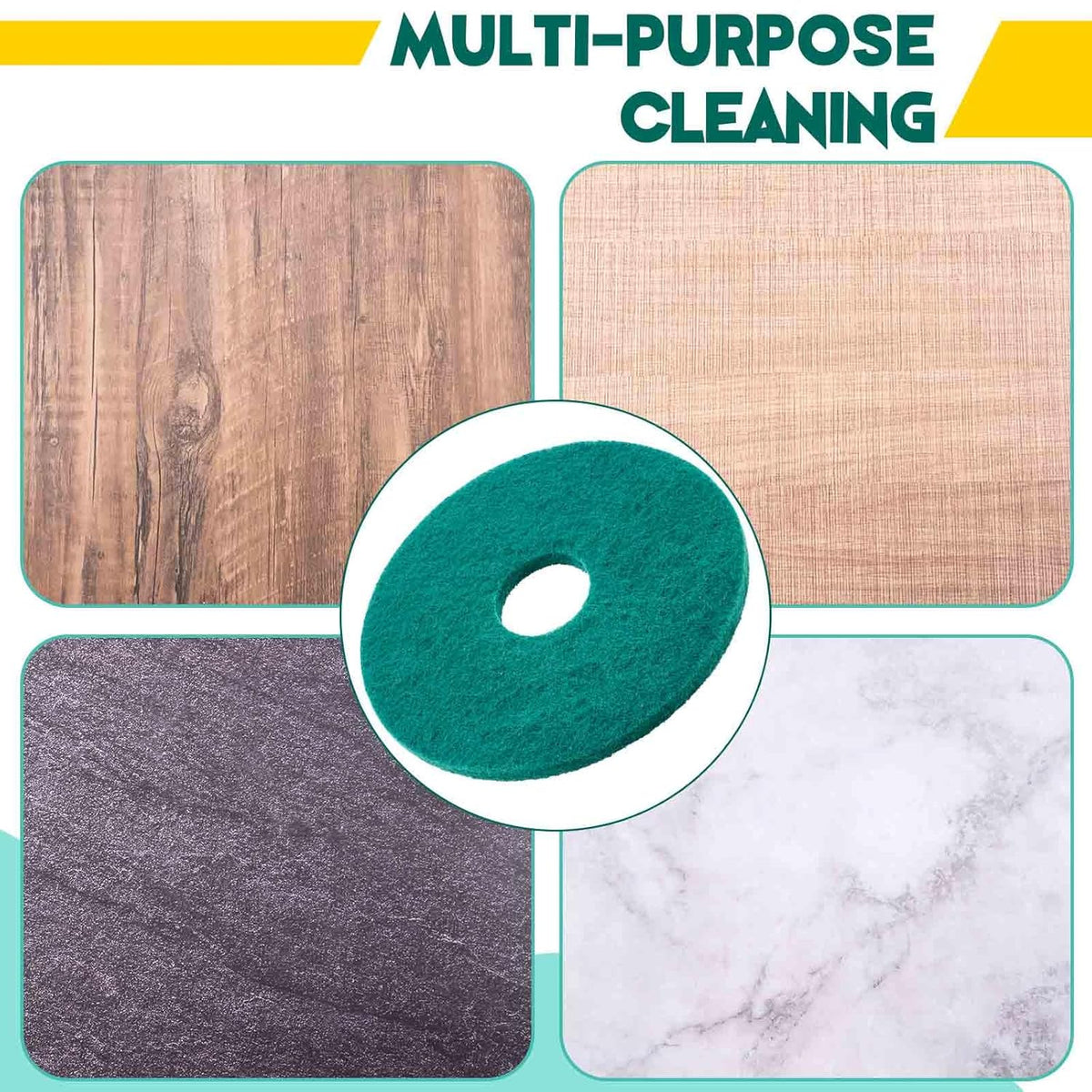 2 Pcs 12" Green Scrubbing Pads Commercial Cleaning Orbiter Pads-Maintenance Non Woven for Floor