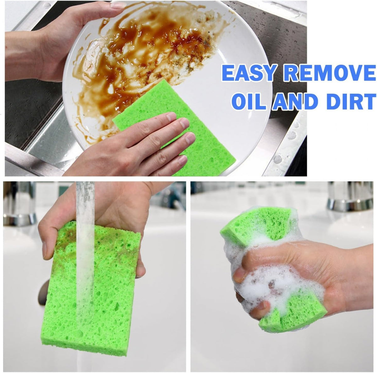 YoleShy 48 Pack Sponges Kitchen Natural Compressed Cellulose Sponges Durable Dish Sponge for