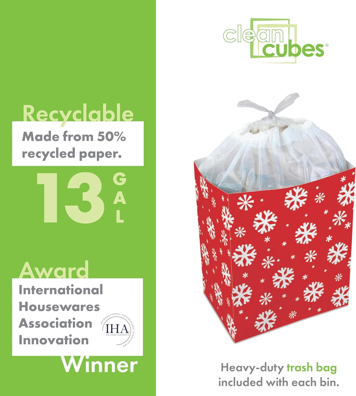 13 Gallon Disposable Pop-Up Trash Cans (3-Pack) with Fitted Bags – Foldable Garbage & Recycling
