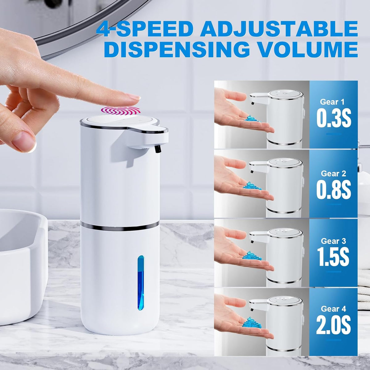 Automatic Liquid Soap Dispenser, 12.8oz/380ml Wall Mount Touchless Soap Dispenser with Sensor
