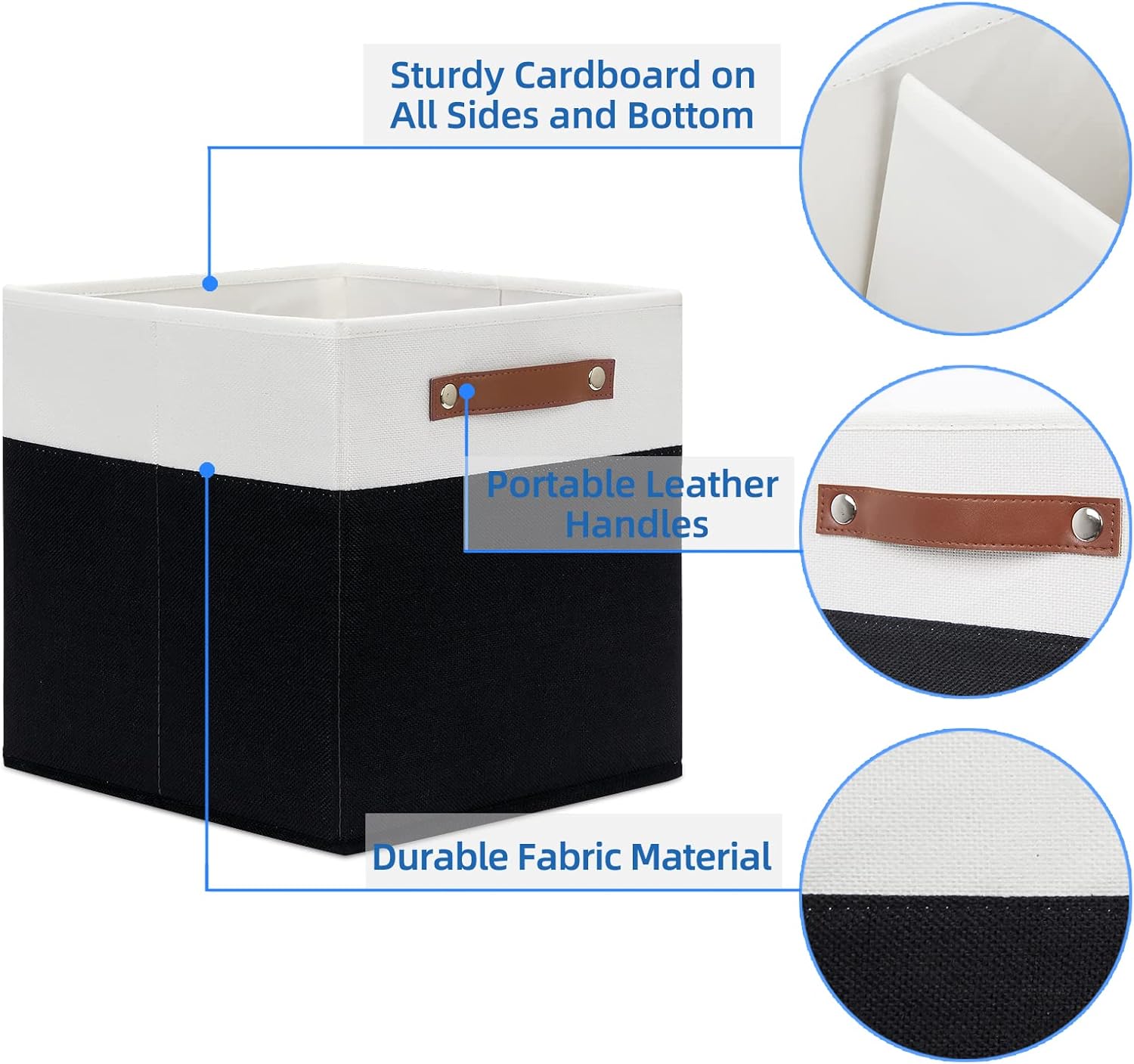 Temary Foldable Storage Cubes Set of 4 - Organizers with Handles, Decorative Storage Boxes for