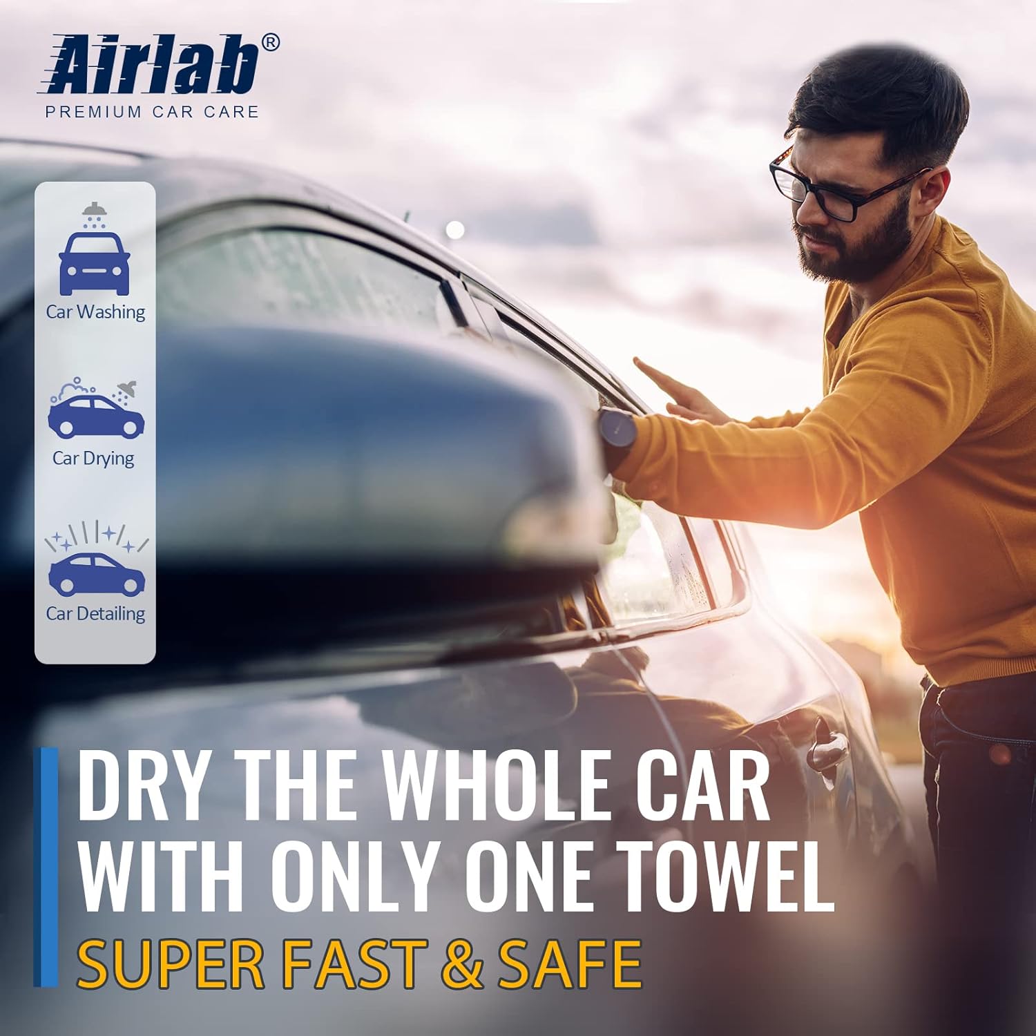 Airlab Microfiber Towels for Cars Wash Drying Extra Large Super Absorbent Cleaning Cloth Auto