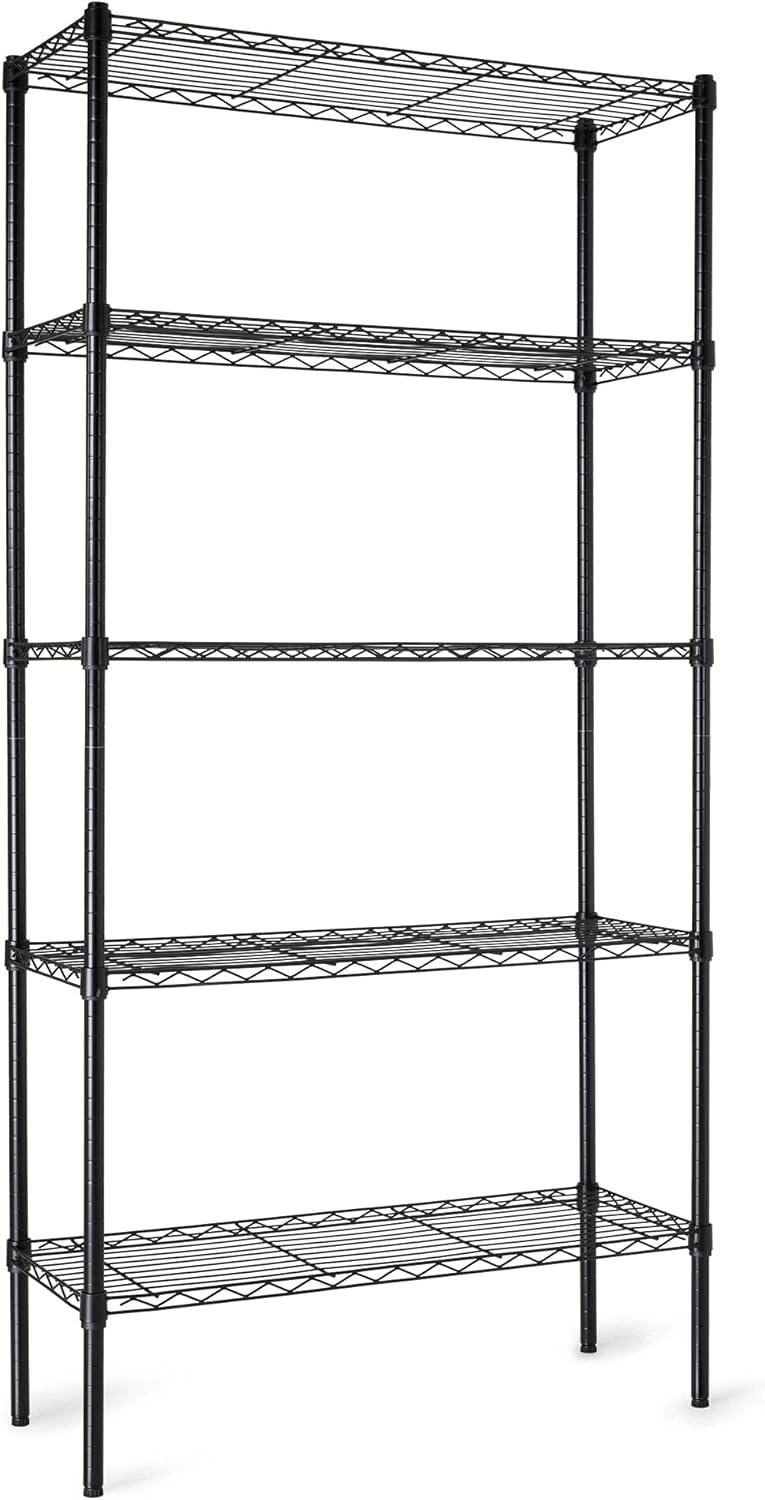Amazon Basics 5-Shelf Adjustable Heavy Duty Steel Wire Rack Storage Shelving Organizer for Kitchen