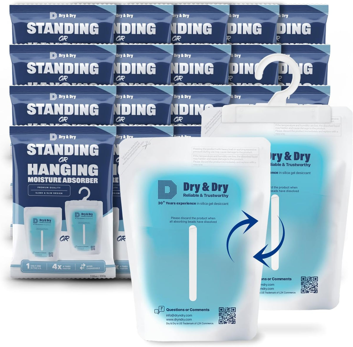 Dry & Dry 20 Packs Hybrid Moisture Absorbers & Musty Odor Eliminator Dehumidifier to Control Excess