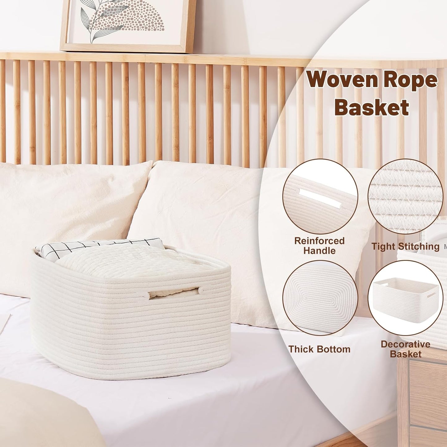 OIAHOMY Storage Basket for Shelves, Closet Cube Storage Bins Baskets for Clothes Blanket Towels