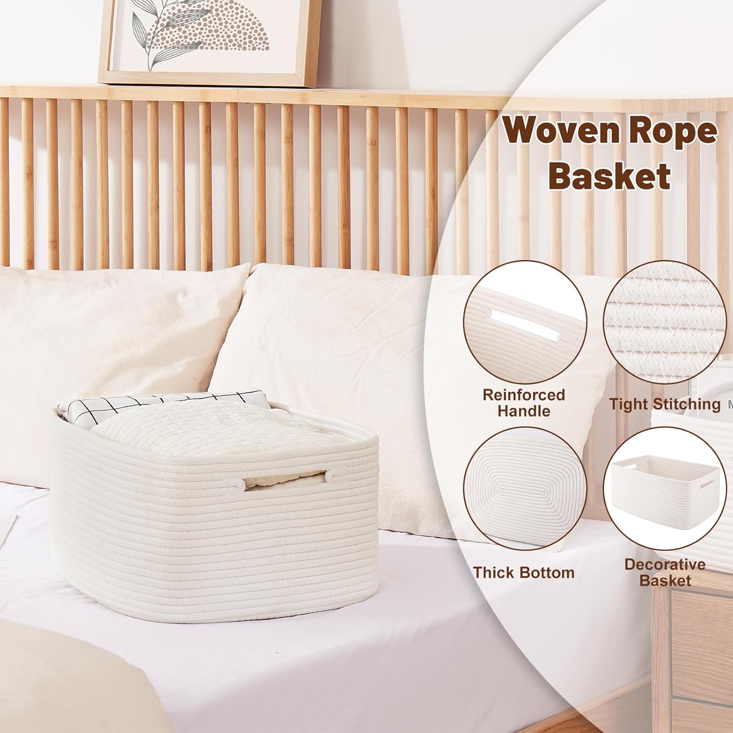OIAHOMY Storage Basket for Shelves, Closet Cube Storage Bins Baskets for Clothes Blanket Towels