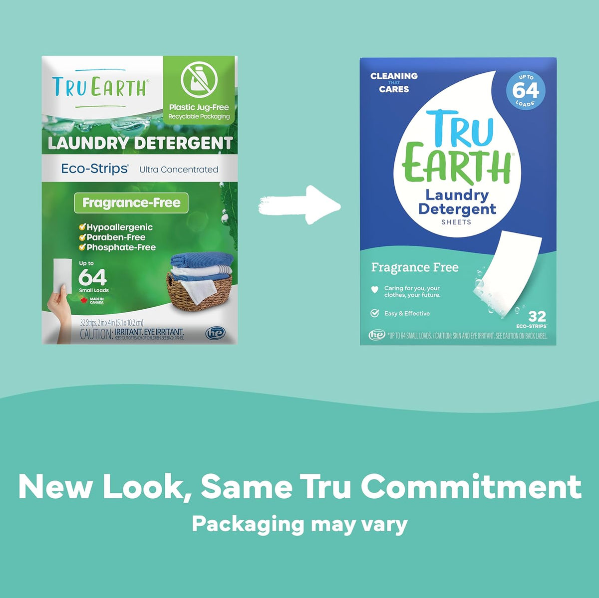 Tru Earth Compact Dry Laundry Detergent, Unscented - Up to 64 Loads (32 Sheets) | Liquidless