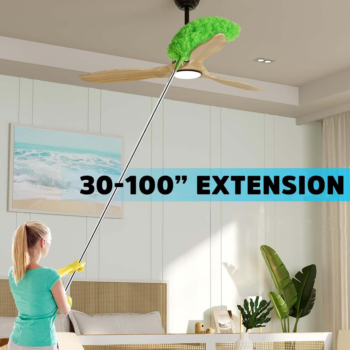 Ceiling Fan Cleaner Duster, Bafezoze Extendable Long Duster for High Ceilings, Telescoping Tall