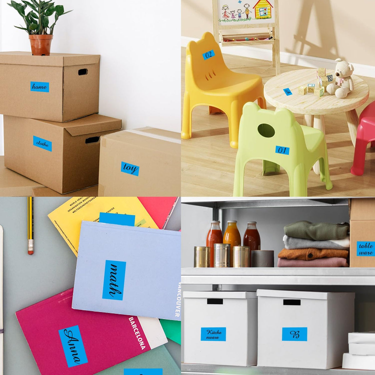 STARLIBOO Colored Labels Stickers 3 x 2 Inch, Removable Rectangle Moving Labels Stickers, 250Pcs