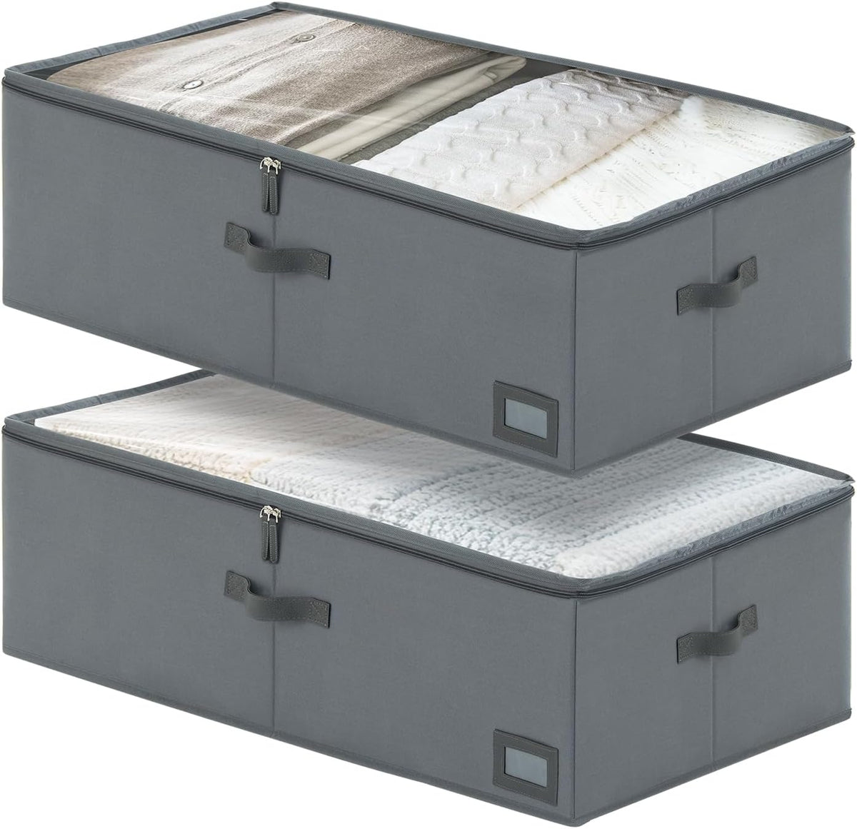 10-Inch Under Bed Storage Containers (2-Pack) | Sturdy Sidewalls | Clear Cover & Label Holder |