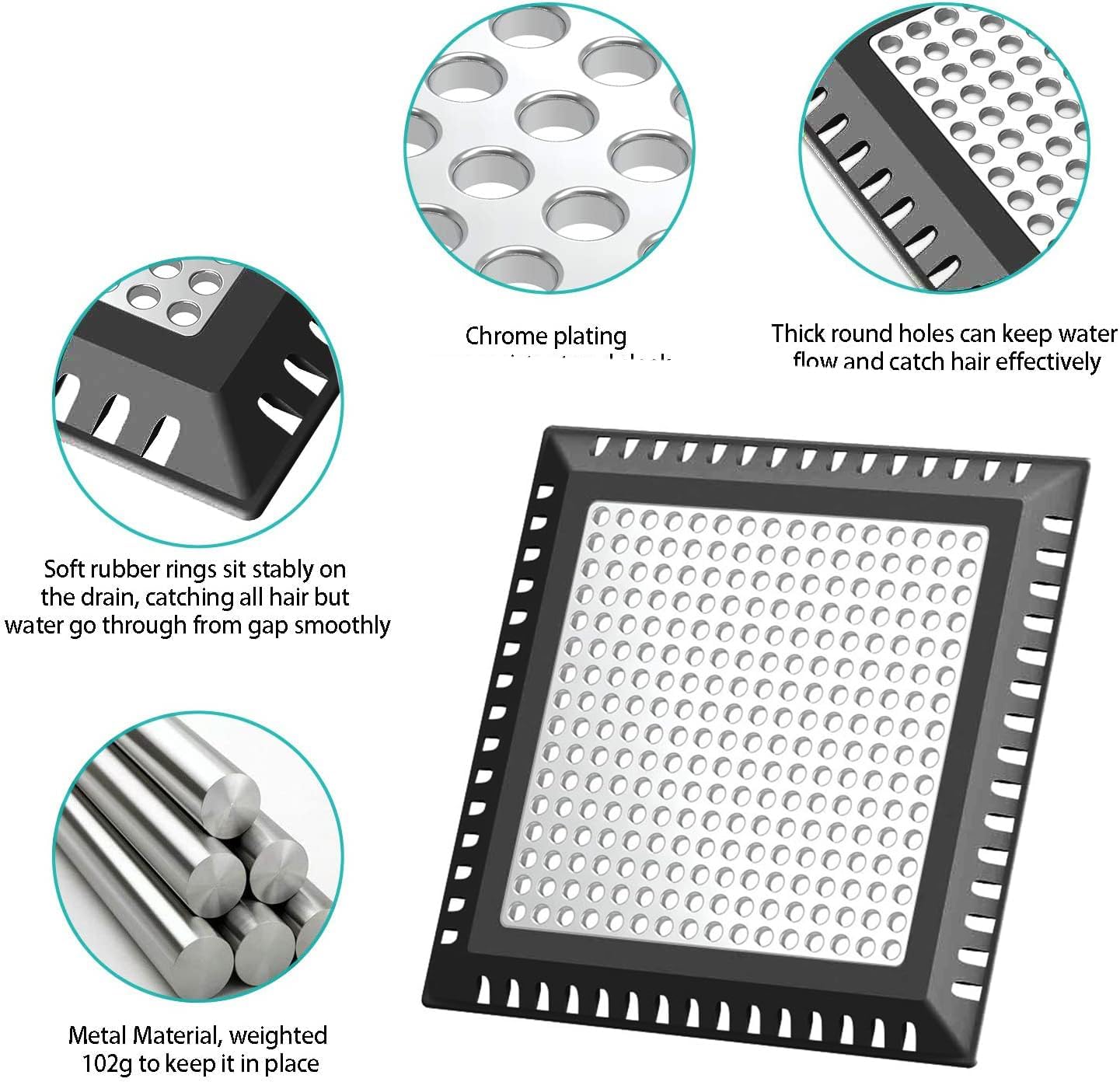 Shower Drain Hair Catcher/Drain Strainer/Shower Drain Cover for Bathroom Floor Drain, Stainless