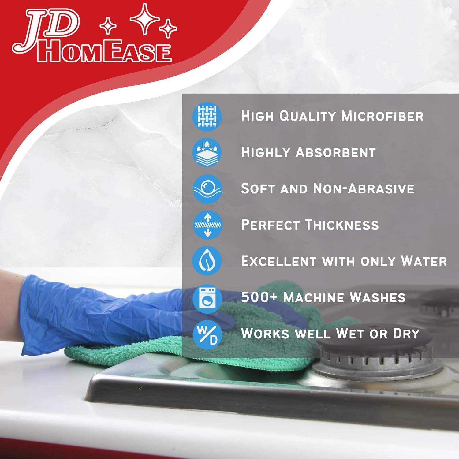 Microfiber Cleaning Cloths,24 Pack, 16"x16", All-Purpose, Softer, Highly Absorbent, Lint-Free
