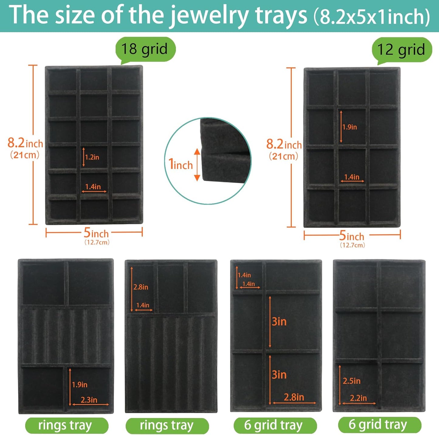 Jewelry Organizer Drawer 8 Set Jewelry Boxes Velvet Jewelry Drawer Organizer Stackable Jewelry Tray