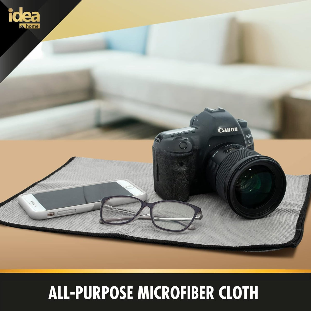 Idea Home Glass Microfiber Cleaning Cloth with Absorbent and Lint Free Material - Large Wine Glass