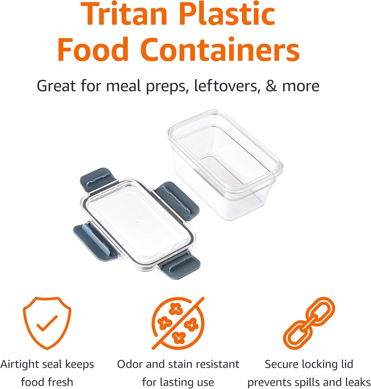 Amazon Basics Tritan Plastic Food Storage Containers - Tritan Plastic Locking, Air Tight, 11