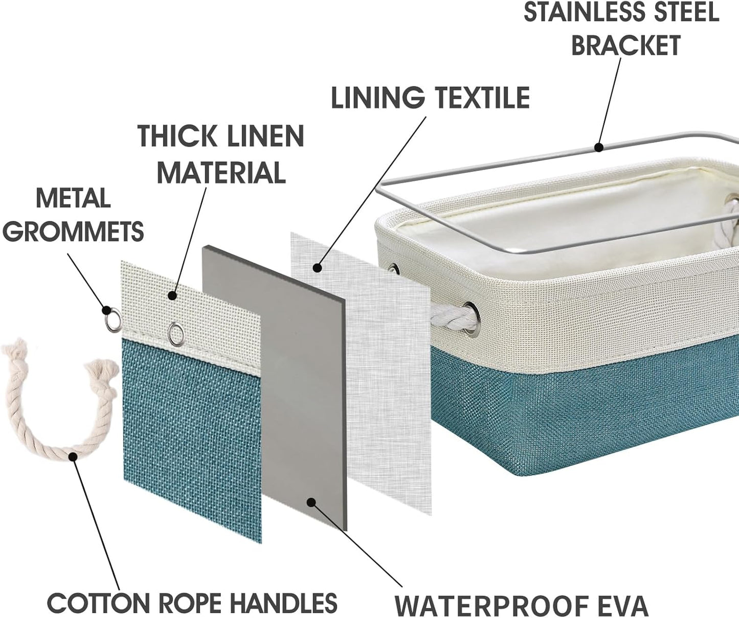 TheWarmHome Storage Bins for Shelves - Small 6 Pack 11.8x7.8x5.2 inch Sturdy Storage Basket