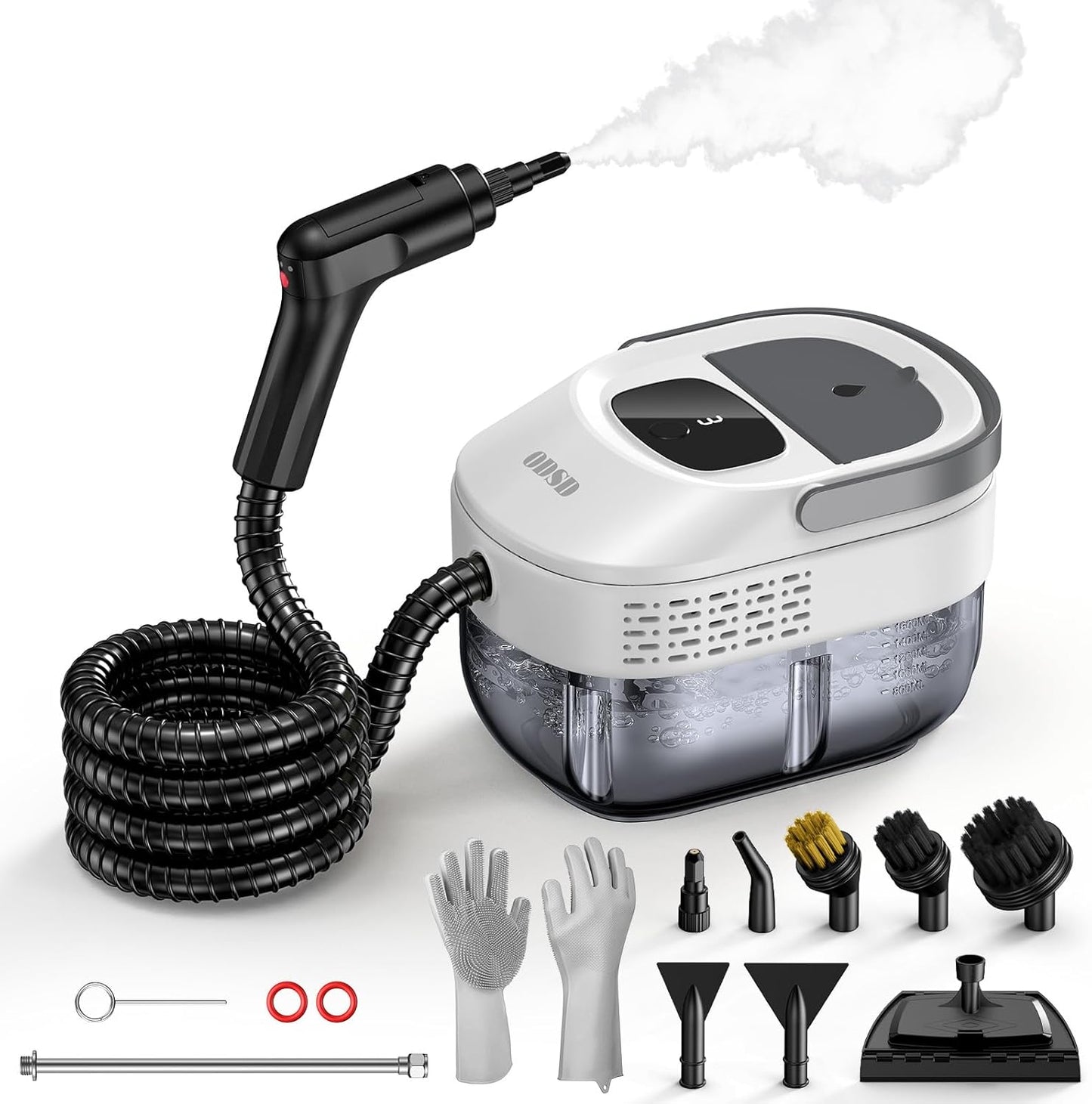 ODSD Steam Cleaner for Home & Car, 3-Level Adjustable Steamer for Cleaning, 15s Heat-Up & 1.6L