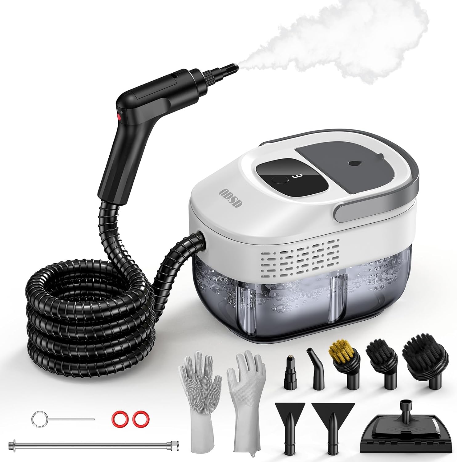 ODSD Steam Cleaner for Home & Car, 3-Level Adjustable Steamer for Cleaning, 15s Heat-Up & 1.6L