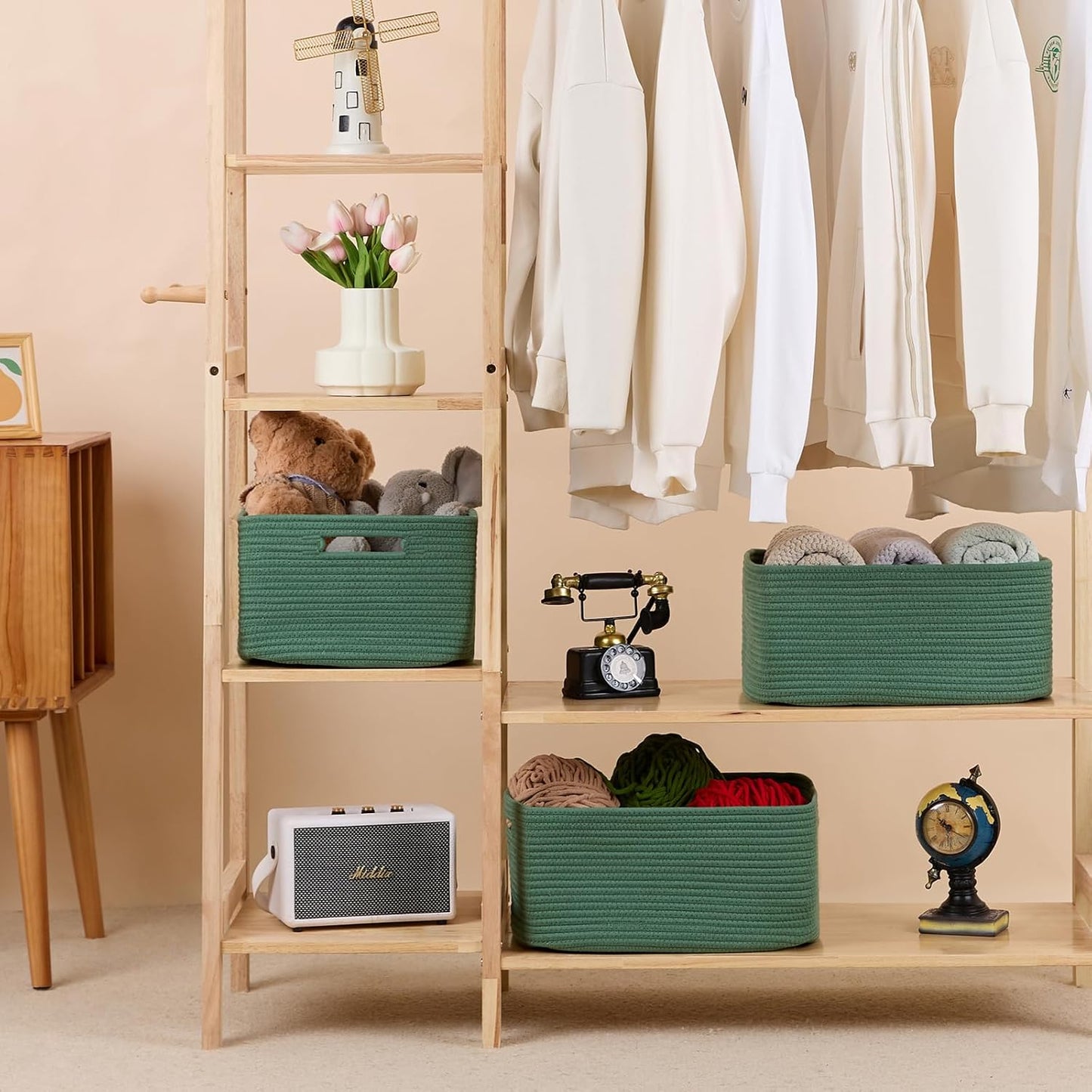 Large Storage Baskets for Shelves, Closet Organizers Bins for Clothes Blanket Towels, Baby Nursery