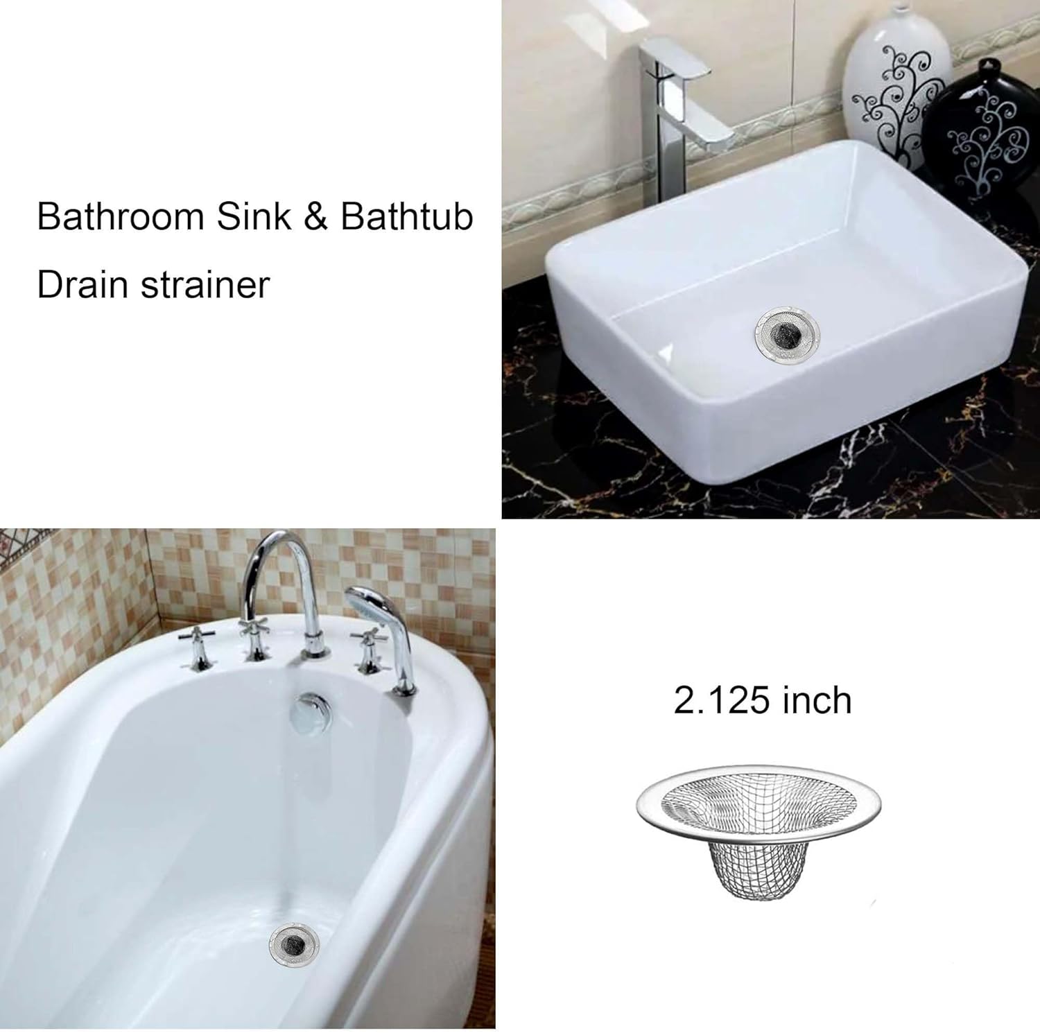 20Pcs Small Drain Mesh Basket, 2.125'' Bathroom Sink Drain Strainer Screen Mesh Sink Strainer Hair