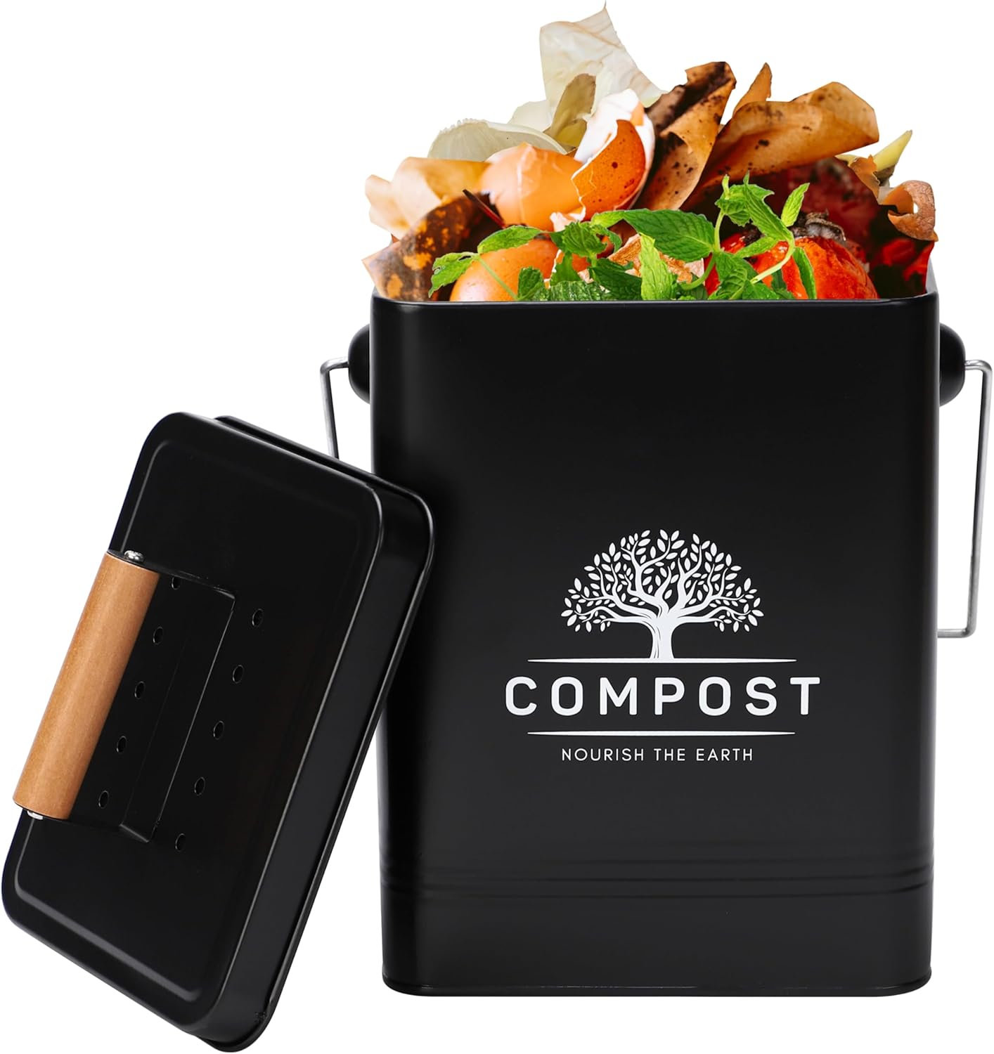 PERFNIQUE Kitchen Compost Bin, 1.7 Gallon Countertop Compost Bin with Lid, Indoor Compost Bin