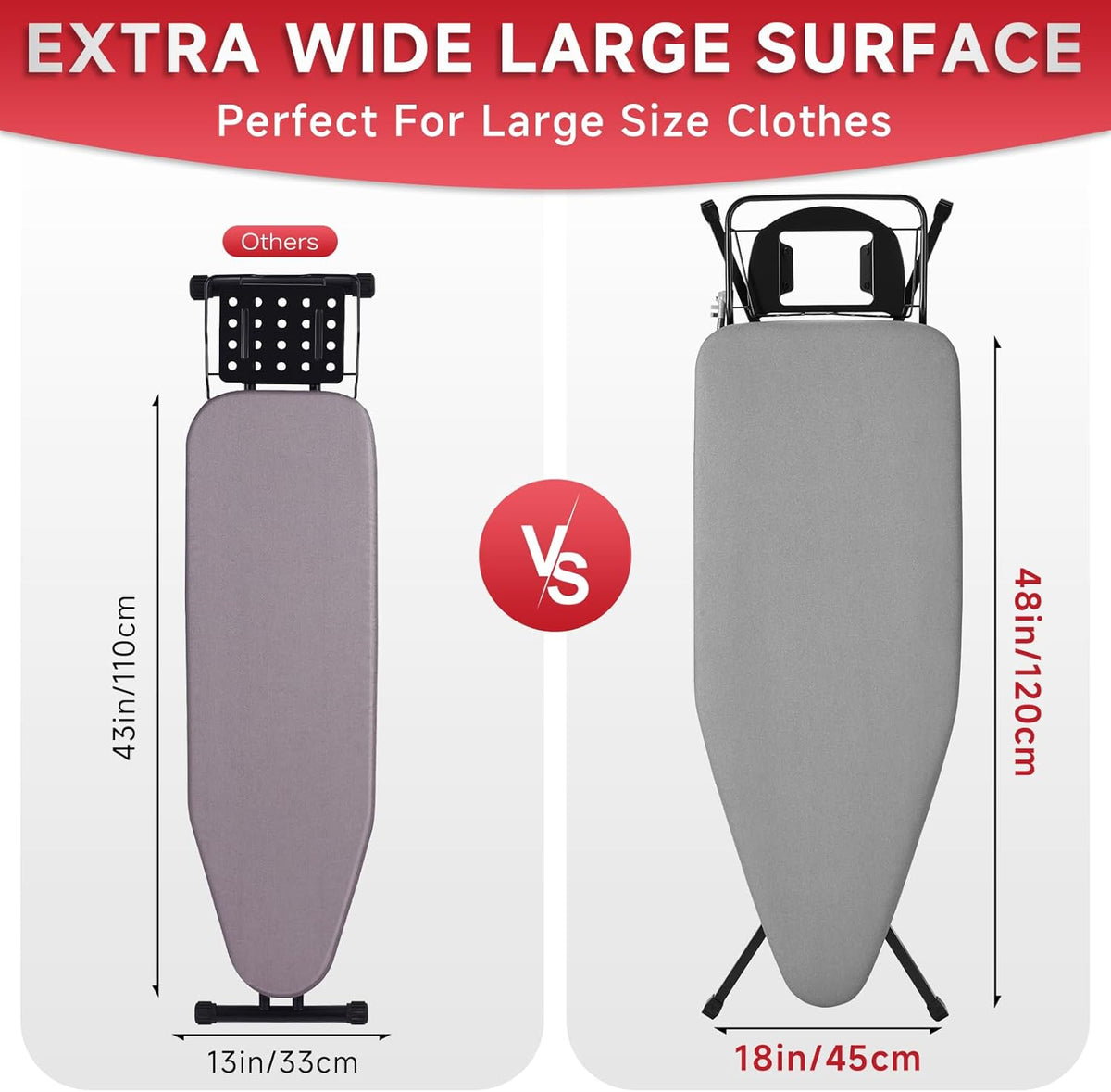 Extra Wide Full Size Ironing Board 57" L X18 W, Multifunctional Sturdy Ironing Board with Iron
