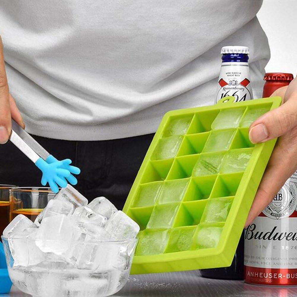 Ice Cube Tray, Silicone Square Ice Trays Easy Release Stackable Ice Cube Mold with Removable Lid