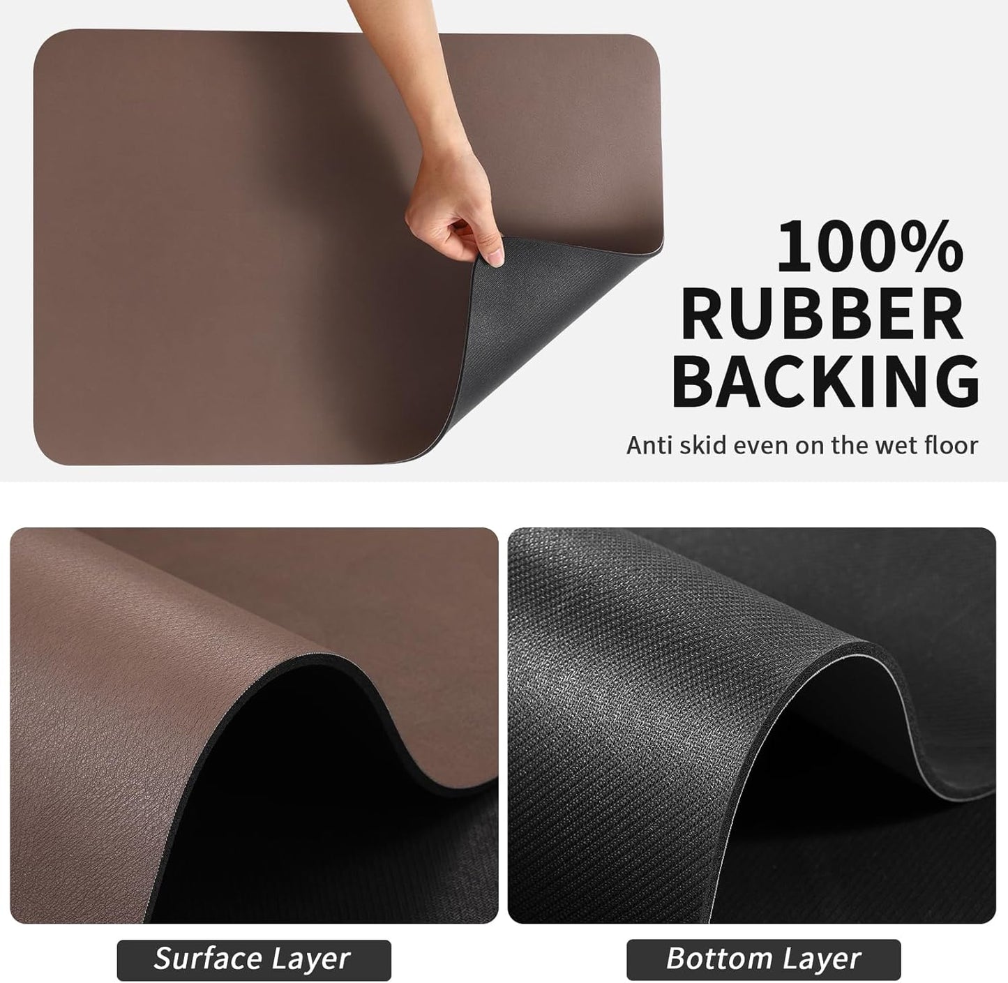 Dish Drying Mat for Kitchen Counter, Heat Resistant Drainer Mats with Non-slip Rubber Backed, Hide