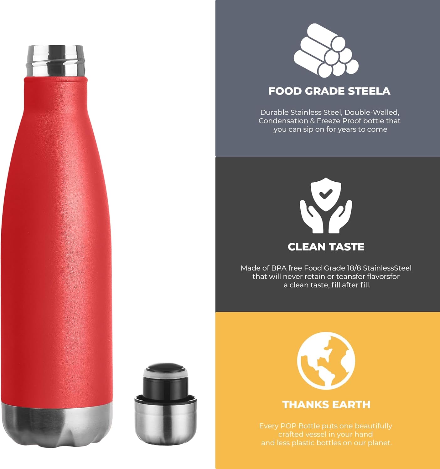 MEWAY 17oz Sport Water Bottle 8 Pack Vacuum Insulated Stainless Steel Leak-Proof Double Wall Cola