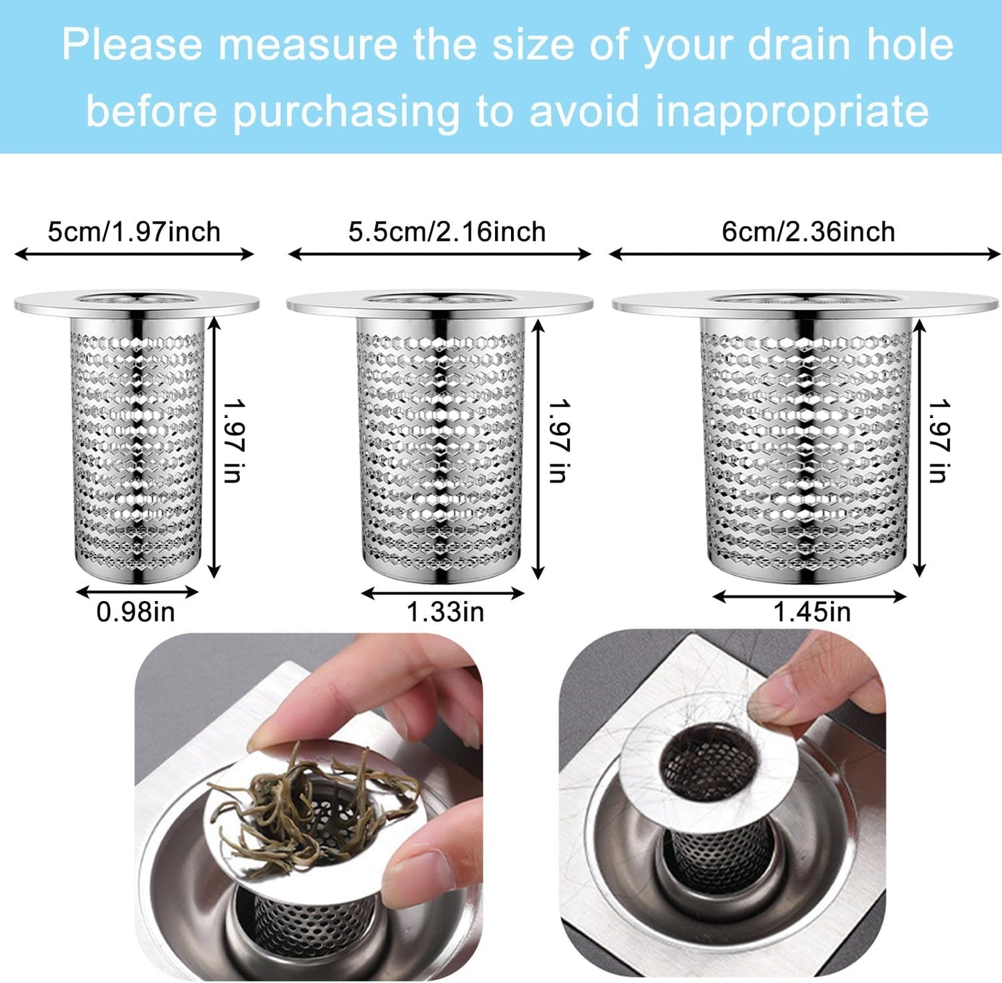 4 PCS Bathroom Sink Drain Strainers, Fit Hole Size from 1.25" to 2.17", Utility Recyclable Sink
