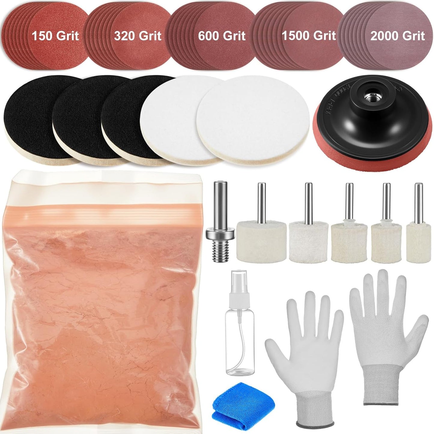 55 Pcs Glass Polishing Kit Windshield Scratch Repair Kit Car Windscreen Glass Scratch Remover 120g
