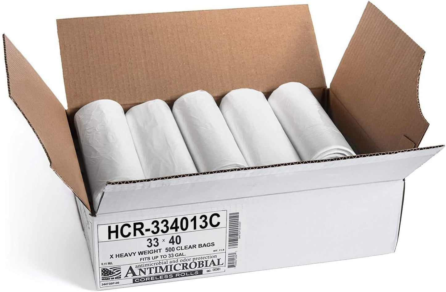 Aluf Plastics High Density Trash Bags, 33 Gallon, 500 Count, 13 Micron (eq), 33" x 40", Clear, for