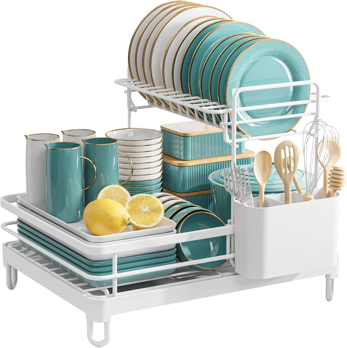 Dish Drying Rack - X-Large Stainless Steel Dish Rack for Kitchen Counter, 2-Tier Kitchen Organizers