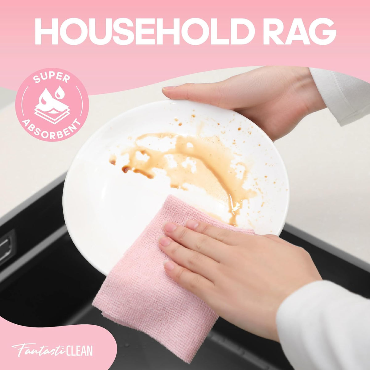 Fantasticlean Microfiber Cleaning Cloth Roll 2 Rolls 120 Pack, Tear Away Paperless Towels, 8" x 8"